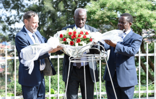 ICTR officials place wreath at mass graves, Kigali Genocide Memorial, 12 November 2015