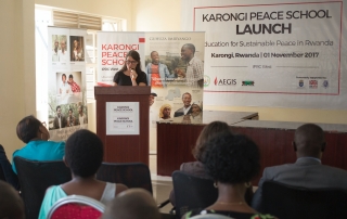 Swedish Ambassador to Rwanda, the Honorable Jenny Ohlsson, speaks at the launch of the Karongi Peace School