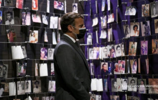 French President Emmanuel Macron at the Kigali Genocide Memorial, 27 May 2021