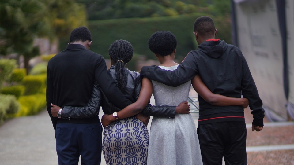 Children of genocide survivors remember at the Kigali Genocide Memorial.