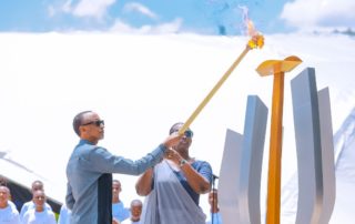 April 7th 2023 - The President and First Lady of Rwanda light the flame of remembrance at the Kigali Genocide Memorial marking the start of Kwibuka29