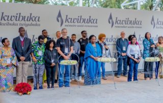 Africa Leadership Initiative fellows laid wreaths at mass graves in the grounds of the Kigali Genocide Memorial where 250,000 victims of the Genocide against the Tutsi have their final resting-place