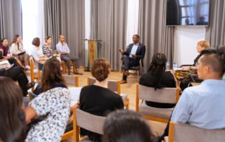 Meeting at the Kigali Genocide Memorial Freddy Mutanguha addresses students from Wharton School of Business at the University of Pennsylvania