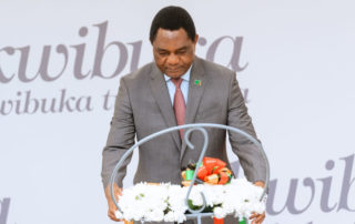 President of the Republic of Zambia, H.E. Hakainde Hichilema lays a wreath at the Kigali Genocide Memorial, 21 June 2023