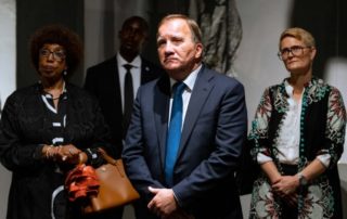 Sweden's former PM Stefan Löfven visits the Kigali Genocide Memorial, 4 Sept 2023