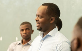 Aegis Trust's Education Manager Appolon Gahongayire leads a workshop at the Kigali Genocide Memorial